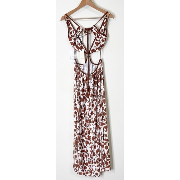 Bec + Bridge Brown White Print Cutout Phillipa Maxi Dress Size 10 US NWT - Picture 8 of 10